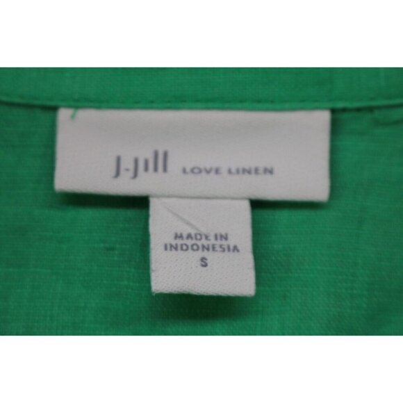 J. Jill Love Linen 3/4 Sleeve Button-Up Tunic-Green-100% Linen-Pockets-Small - Picture 6 of 10